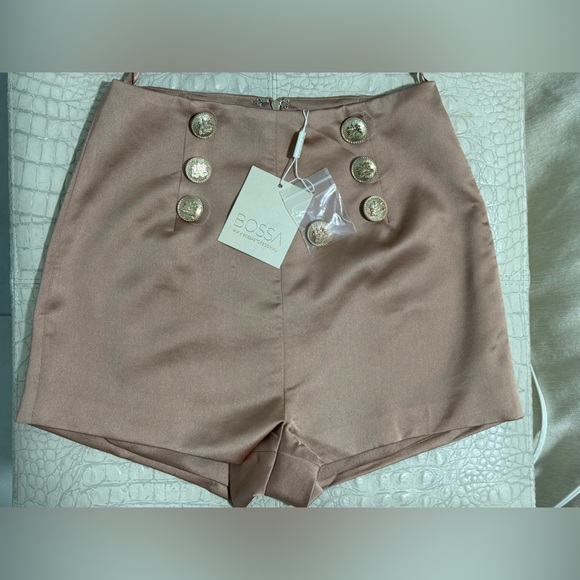 Bossa Satin Bustier & High Waisted Shorts Set Bronze NWT Size M - Picture 4 of 7